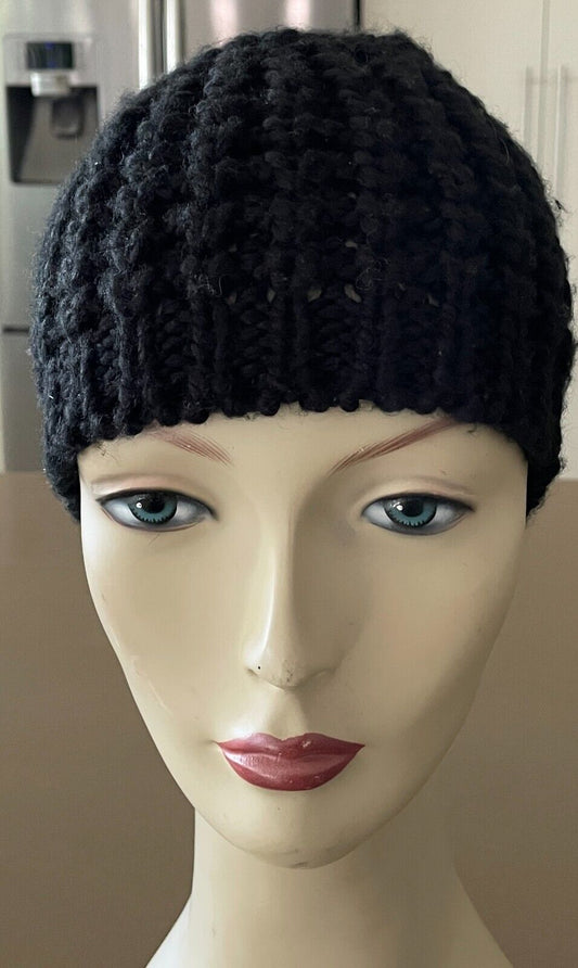 NOW Beanie Black Chunky Knit Acrylic Beanie To Fit Size 57cm Hat Cap