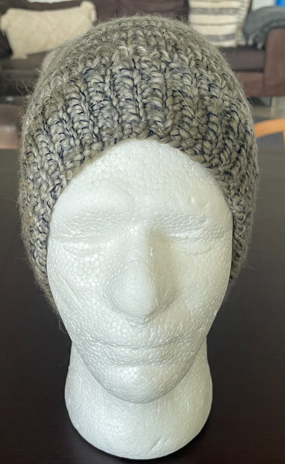 Chunky Knit BEANIE Khaki Beige Stretch Unisex One Size Hat Cap