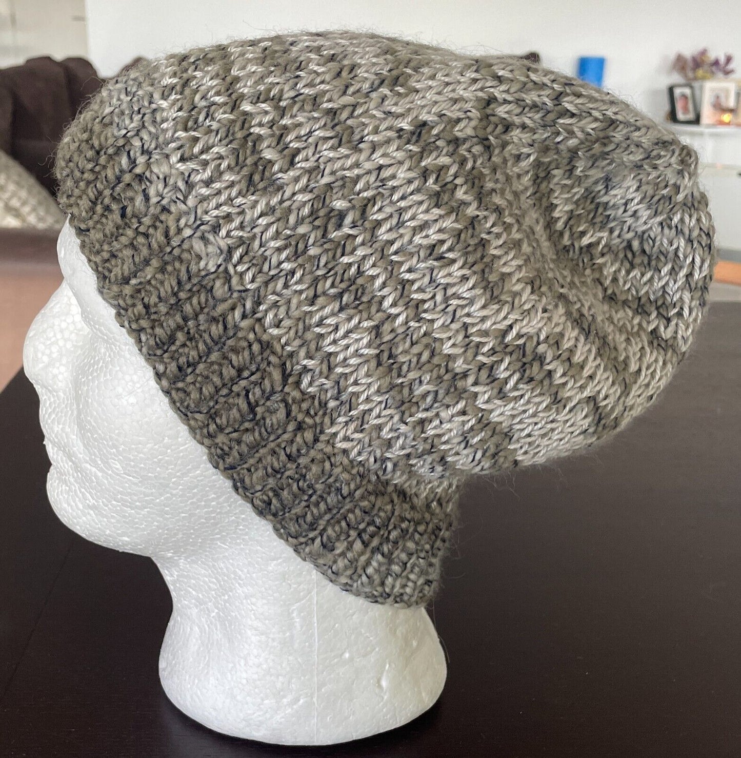 Chunky Knit BEANIE Khaki Beige Stretch Unisex One Size Hat Cap
