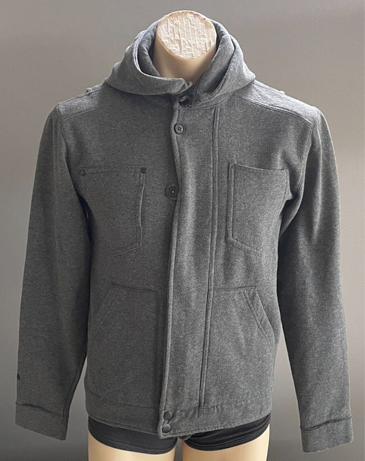 COMUNE Grey Long Sleeve Jacket Mens Size S High Neck Detachable Hoodie