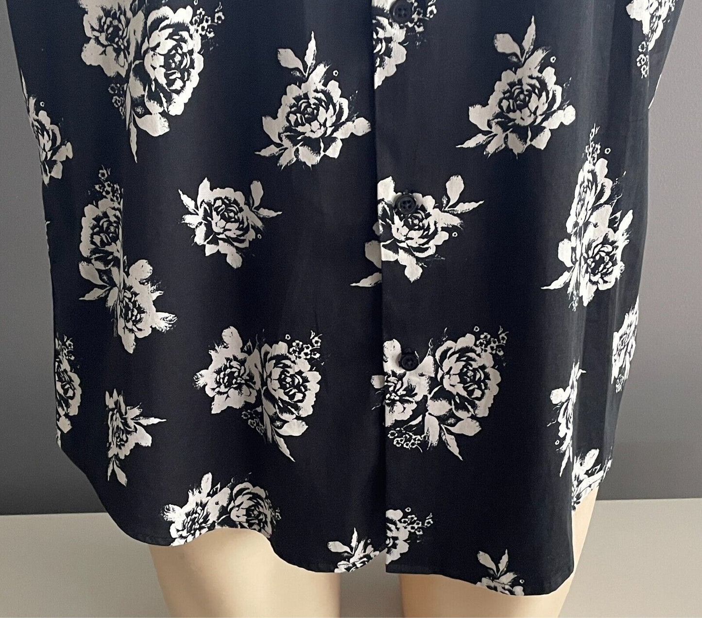Mens JOHNNY BIGG Shirt Black White Floral Print Mens Plus Size XL Short Sleeves