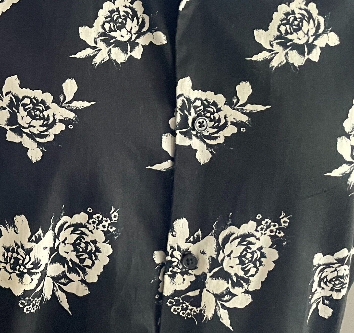 Mens JOHNNY BIGG Shirt Black White Floral Print Mens Plus Size XL Short Sleeves