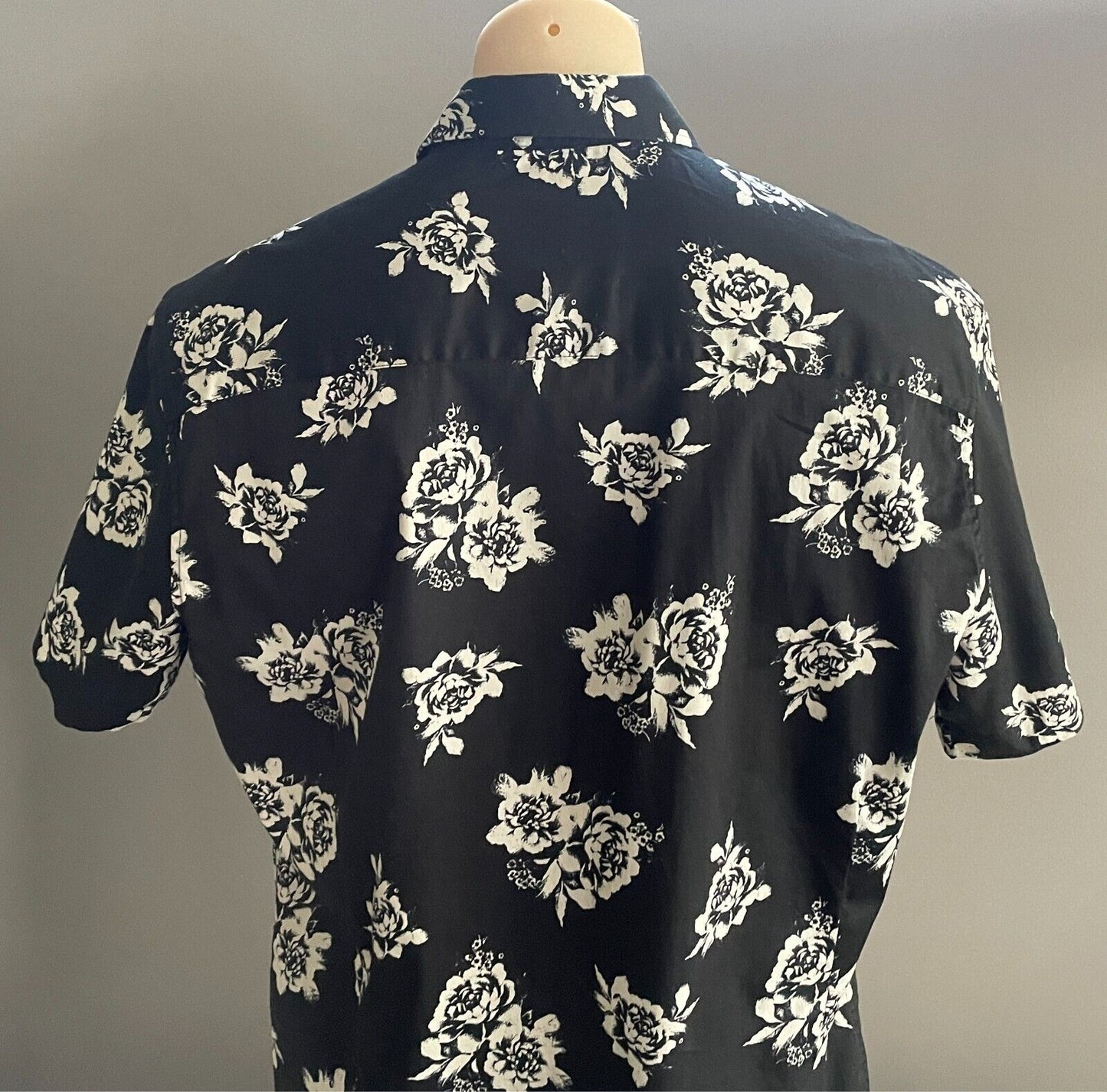 Mens JOHNNY BIGG Shirt Black White Floral Print Mens Plus Size XL Short Sleeves