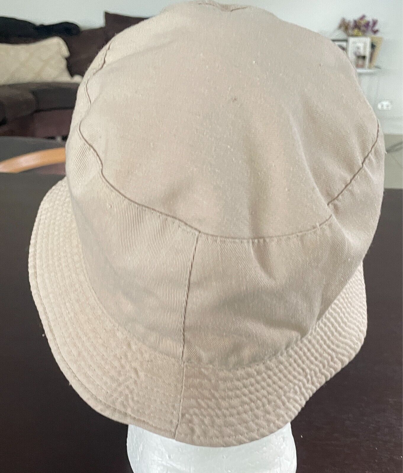 Unisex Bucket Hat Reversible - Blue Denim and Beige Cotton One Size
