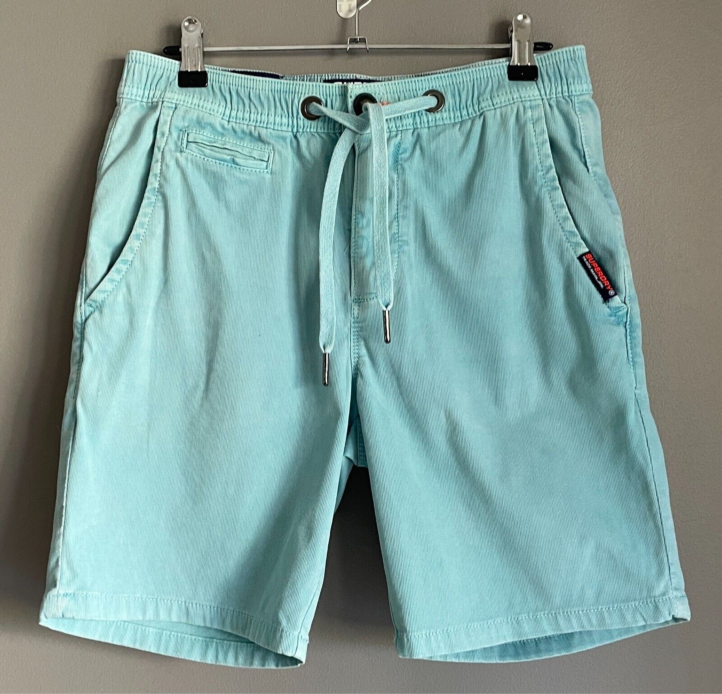 SUPERDRY Sun Scorched Mens Chino Shorts BlueMens  Size 28W Elastic Waist