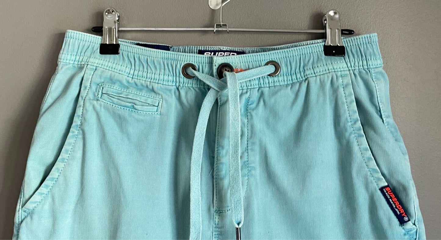 SUPERDRY Sun Scorched Mens Chino Shorts BlueMens  Size 28W Elastic Waist
