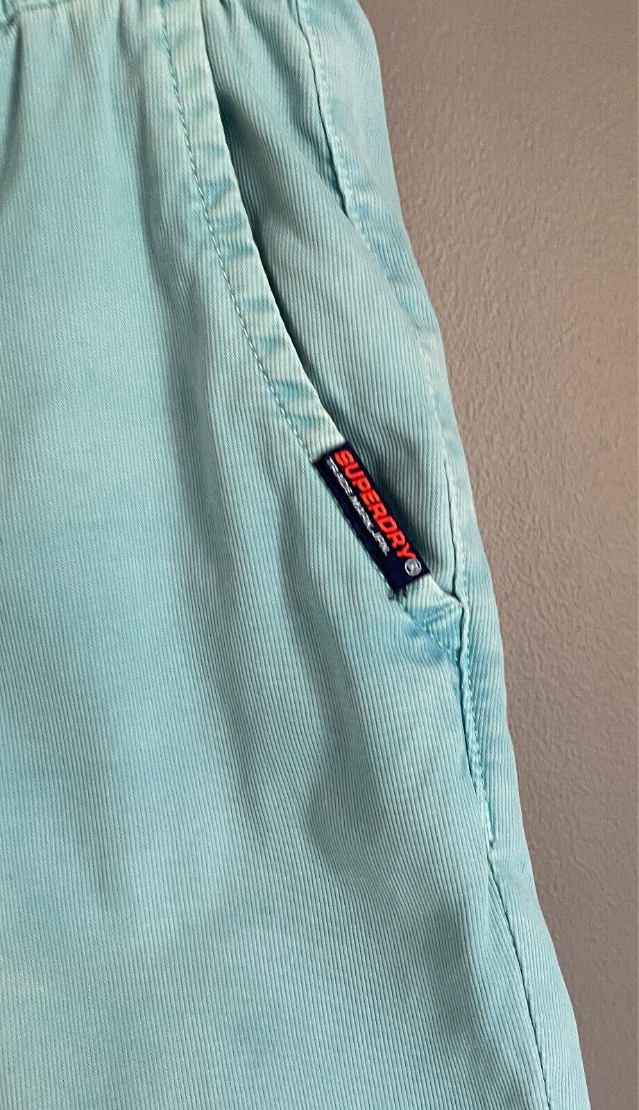 SUPERDRY Sun Scorched Mens Chino Shorts BlueMens  Size 28W Elastic Waist