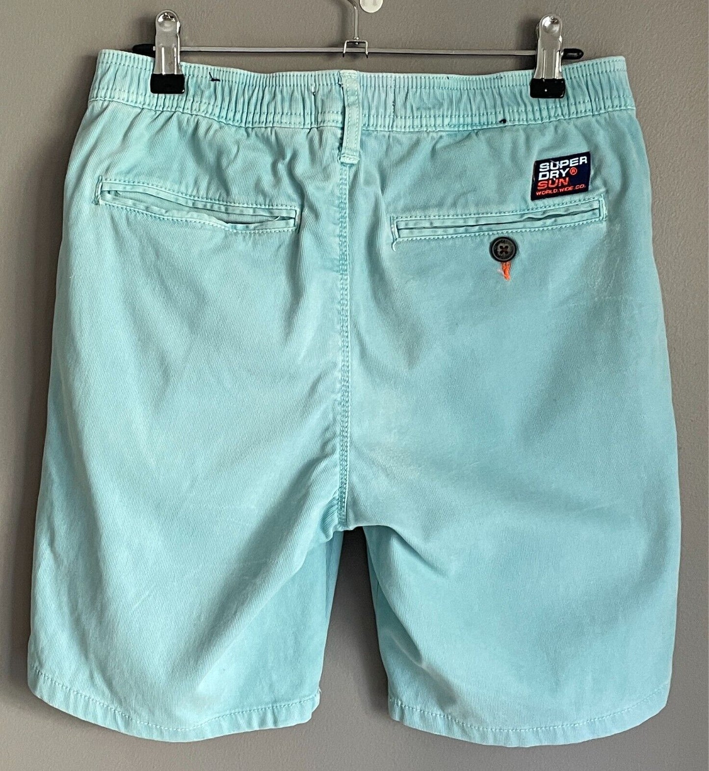 SUPERDRY Sun Scorched Mens Chino Shorts BlueMens  Size 28W Elastic Waist