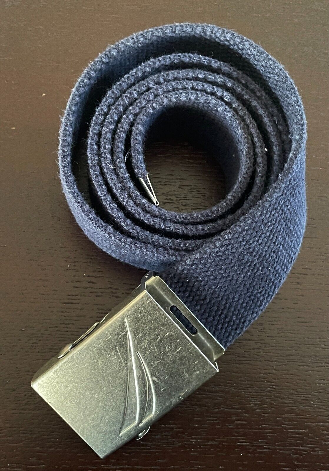 Mens Belt NAUTICA Navy Cotton Webbing Size S M 4cm Wide Automatic Buckle