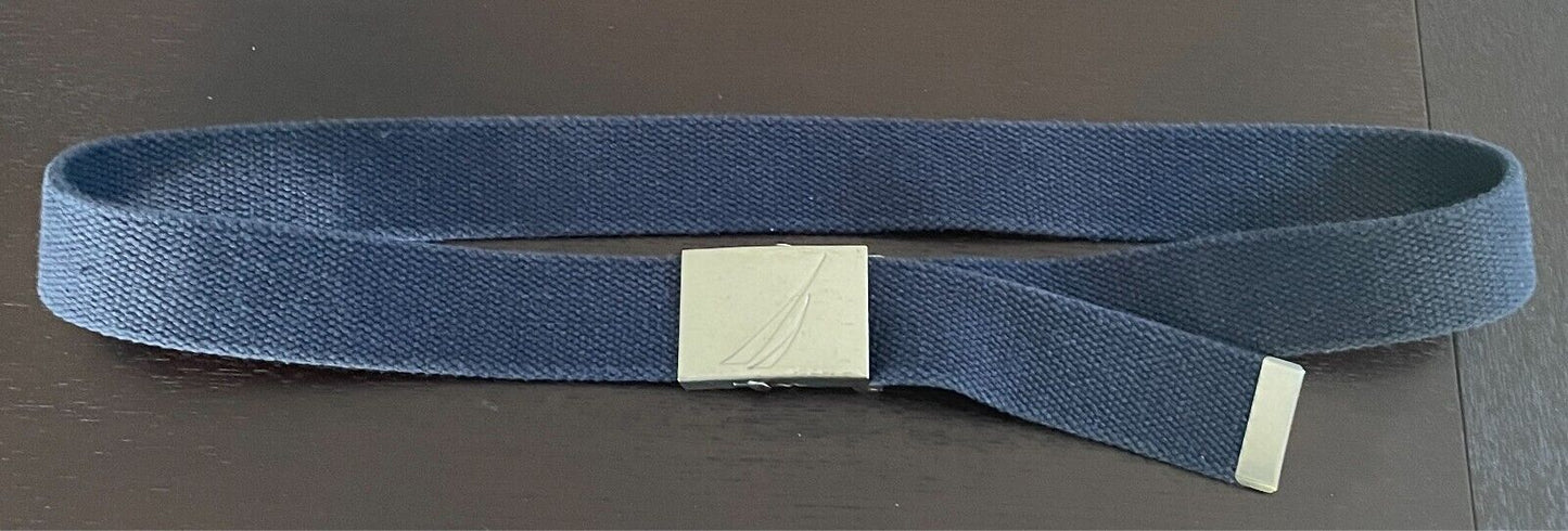 Mens Belt NAUTICA Navy Cotton Webbing Size S M 4cm Wide Automatic Buckle