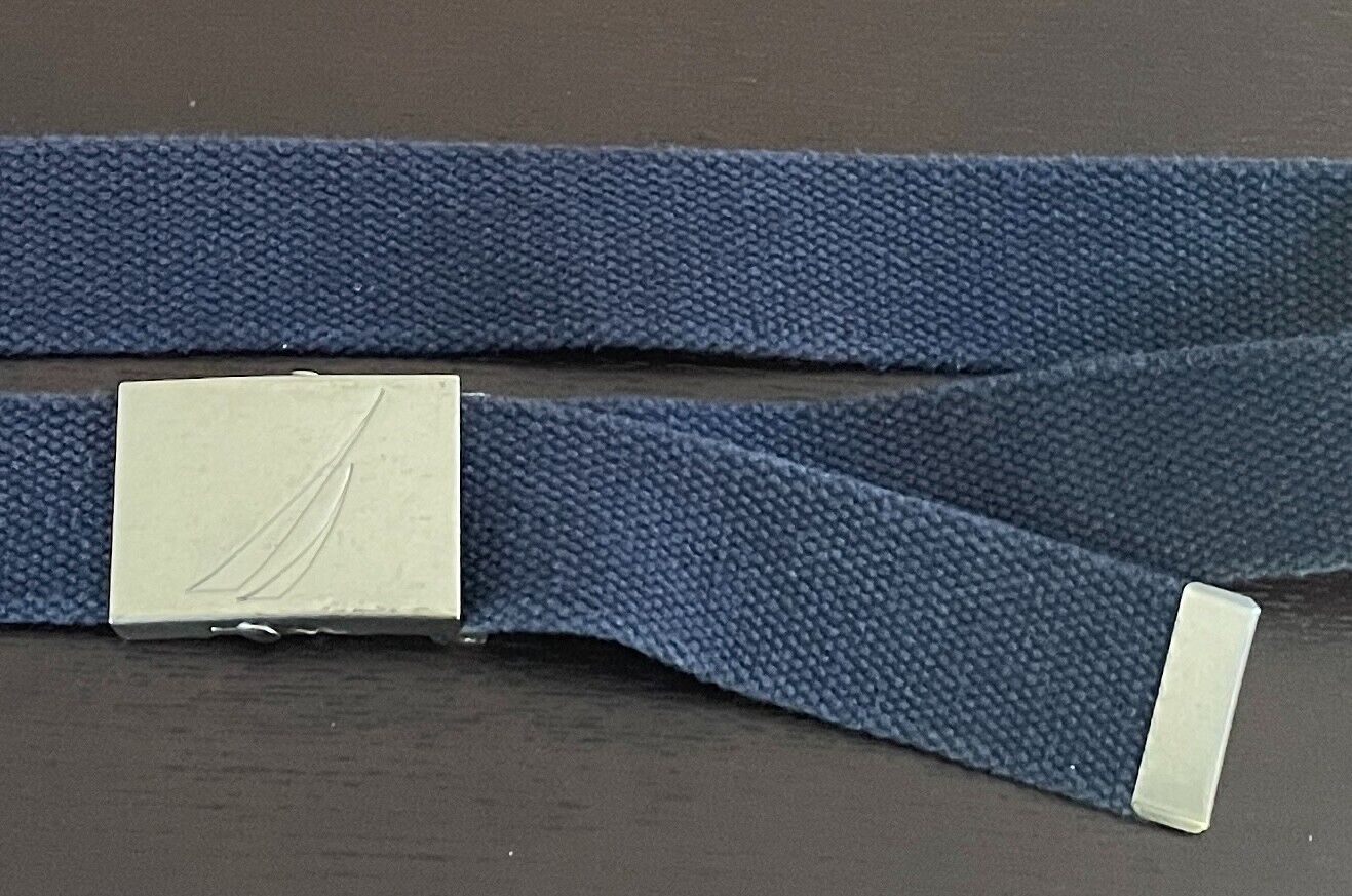 Mens Belt NAUTICA Navy Cotton Webbing Size S M 4cm Wide Automatic Buckle
