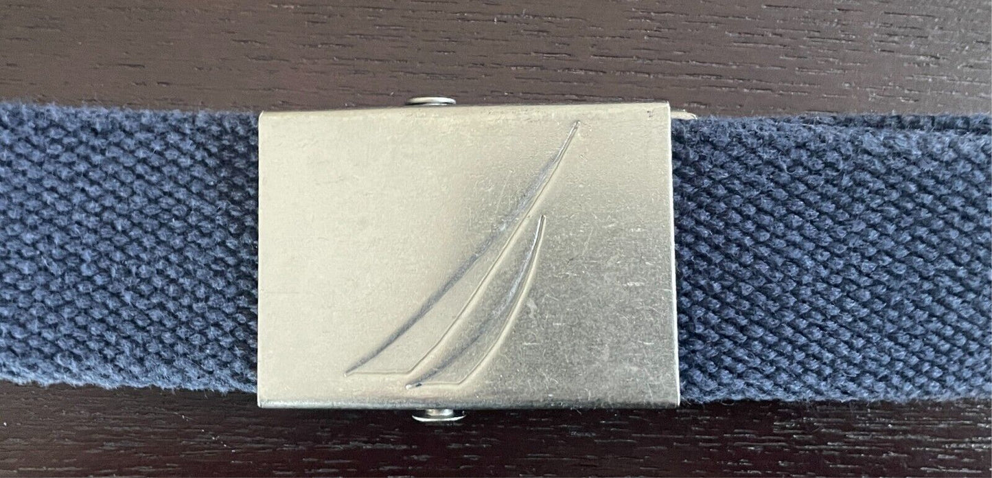 Mens Belt NAUTICA Navy Cotton Webbing Size S M 4cm Wide Automatic Buckle