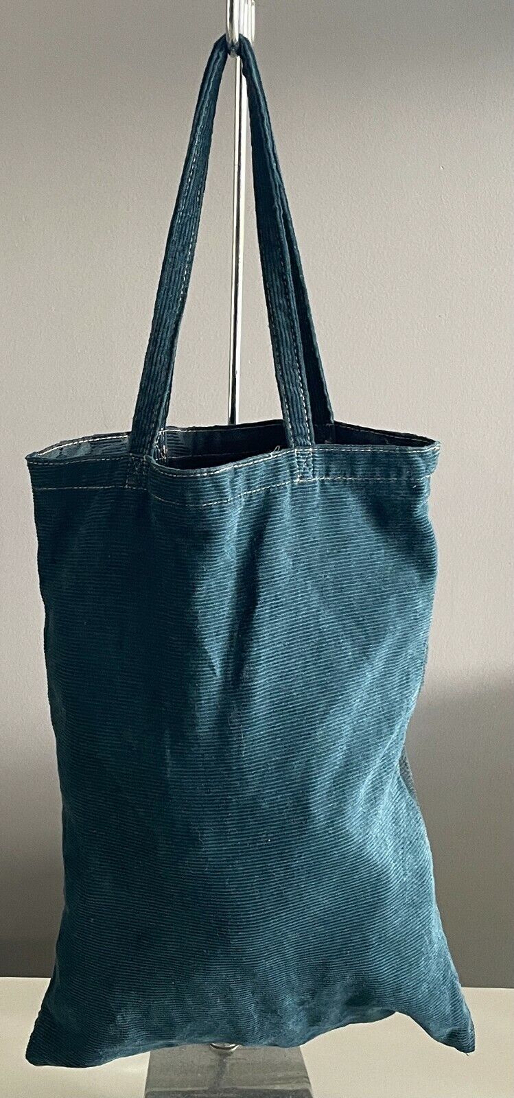 SG DENIM Shoulder Bag Tote Teal Green Cord Brocade Print Shopping Beach HandBag