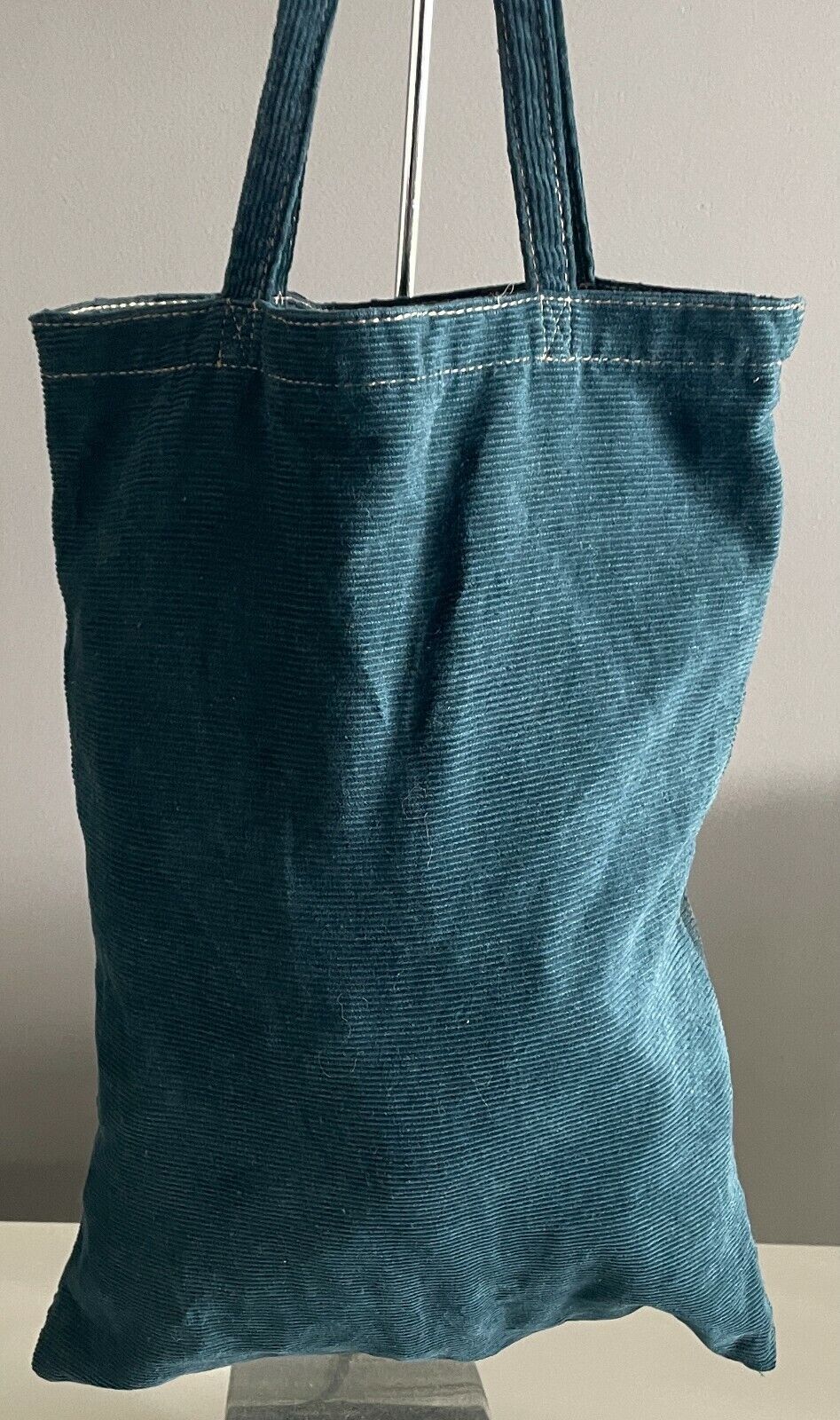 SG DENIM Shoulder Bag Tote Teal Green Cord Brocade Print Shopping Beach HandBag