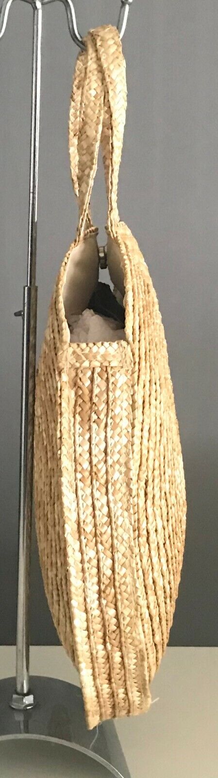 Large Round Beach Bag TOTE Natural Colour Boho Rattan Woven Clutch Shopper NEW