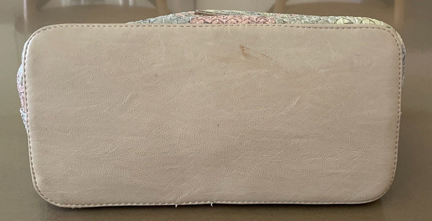 LAURA JONES Shopper Bag Multicoloured Pastel Pebble Look PU Woven Tote So Pretty
