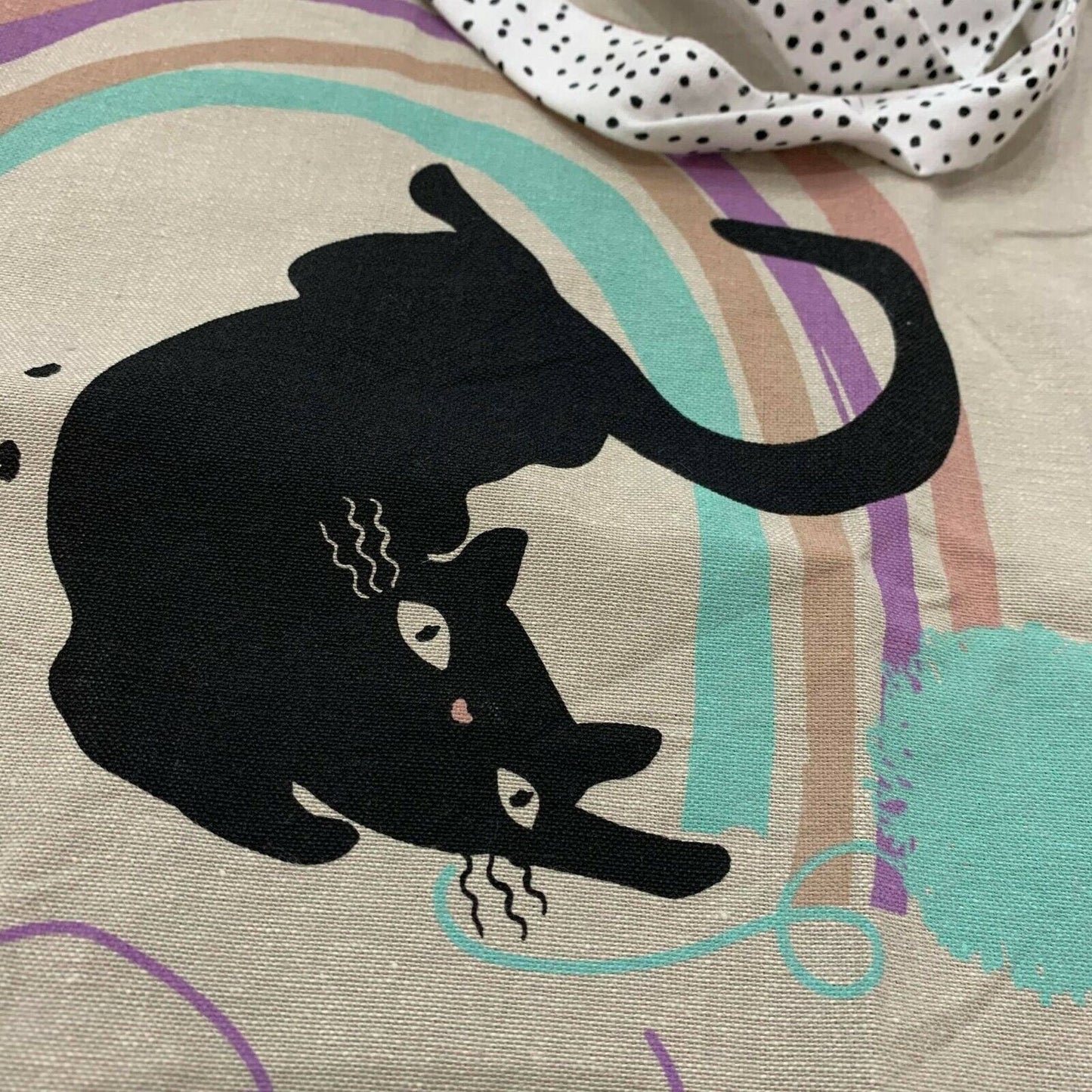 LINEN PRESS "Cat Love" Bag MultiColoured Print Organic Cotton Tote Shopper NEW