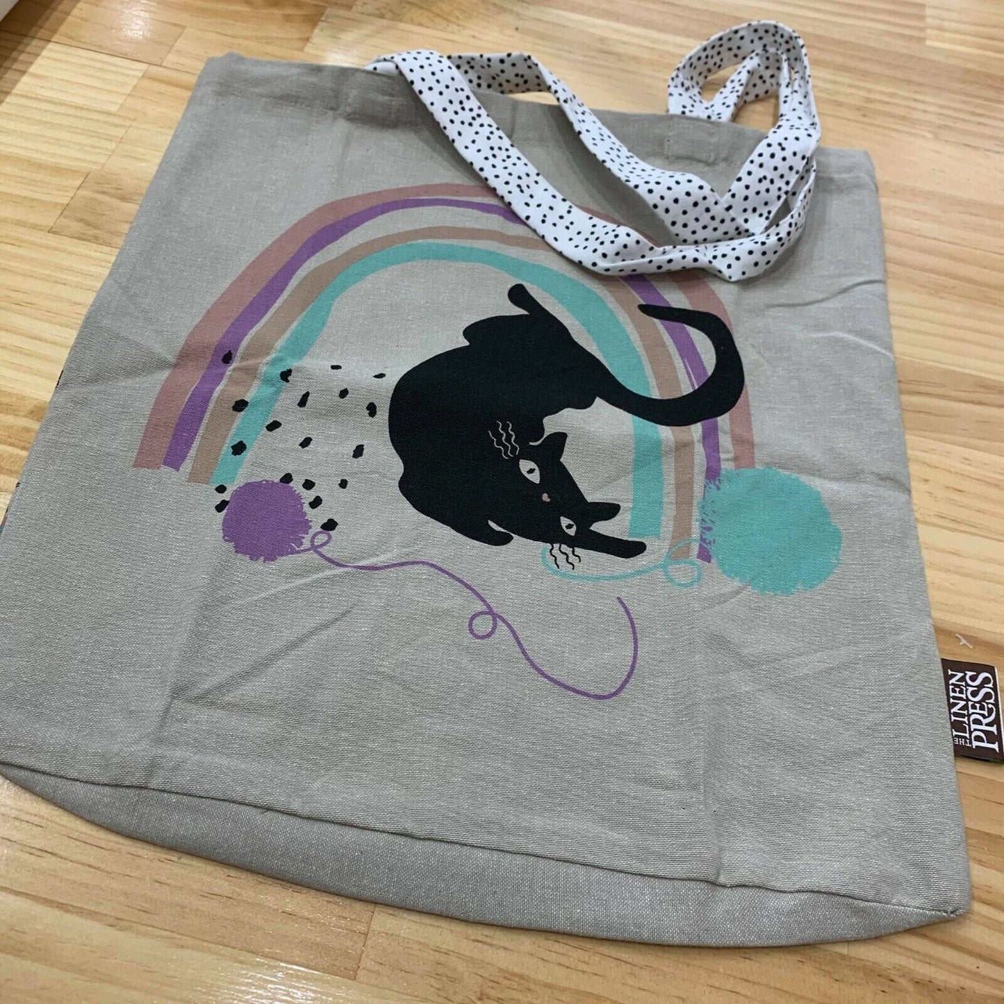 LINEN PRESS "Cat Love" Bag MultiColoured Print Organic Cotton Tote Shopper NEW