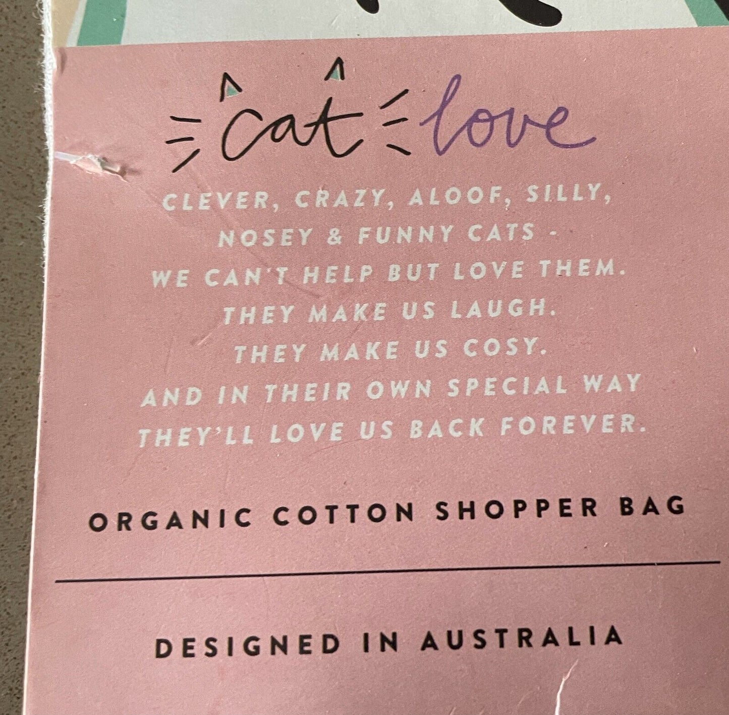 LINEN PRESS "Cat Love" Bag MultiColoured Print Organic Cotton Tote Shopper NEW