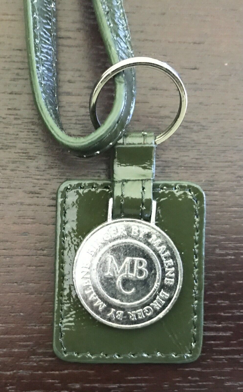 MALENE BIRGER Bag Charm Leather Tote Khaki Green Patent  (Charm ONLY NO BAG)
