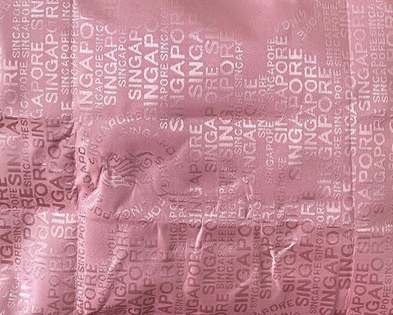 SINGAPORE LION CITY Folding Shopping Bag Pink Jacquard Souvenir Tote NEW