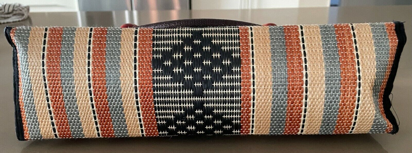 Tote Bag Tribal SHOULDER BAG Handbag Colourful Rattan Woven Zip Top Bead Handles