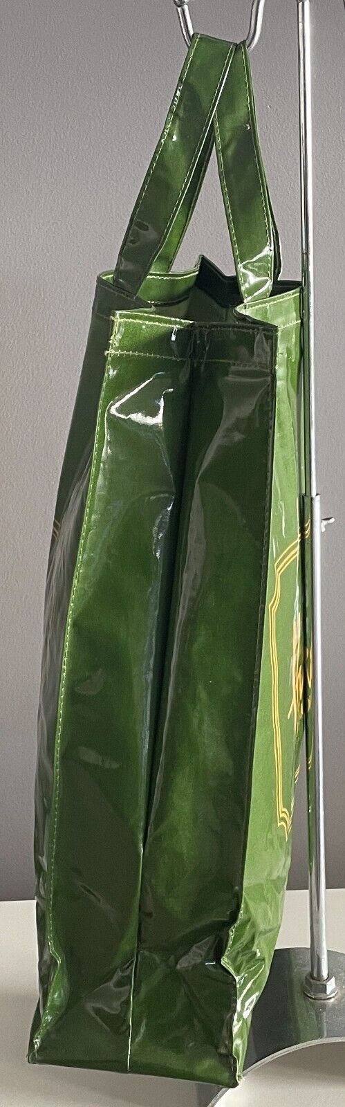 Vtg HARRODS Shopper Bag Tote 1980’s Knightsbridge Khaki PVC on Cotton 38x 42.5cm