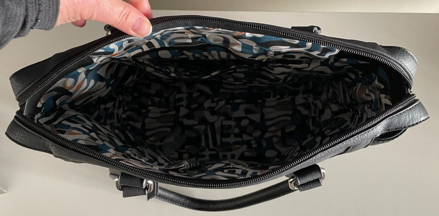 CELLINI SPORT Shoulder Bag Black Textured Pleather Leatherette  Large Tote
