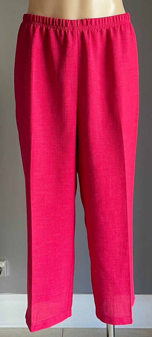 CLUB CAPRI Pants Cerise Straight Leg Elastic Waist Ladies Size 16 Trousers Retro