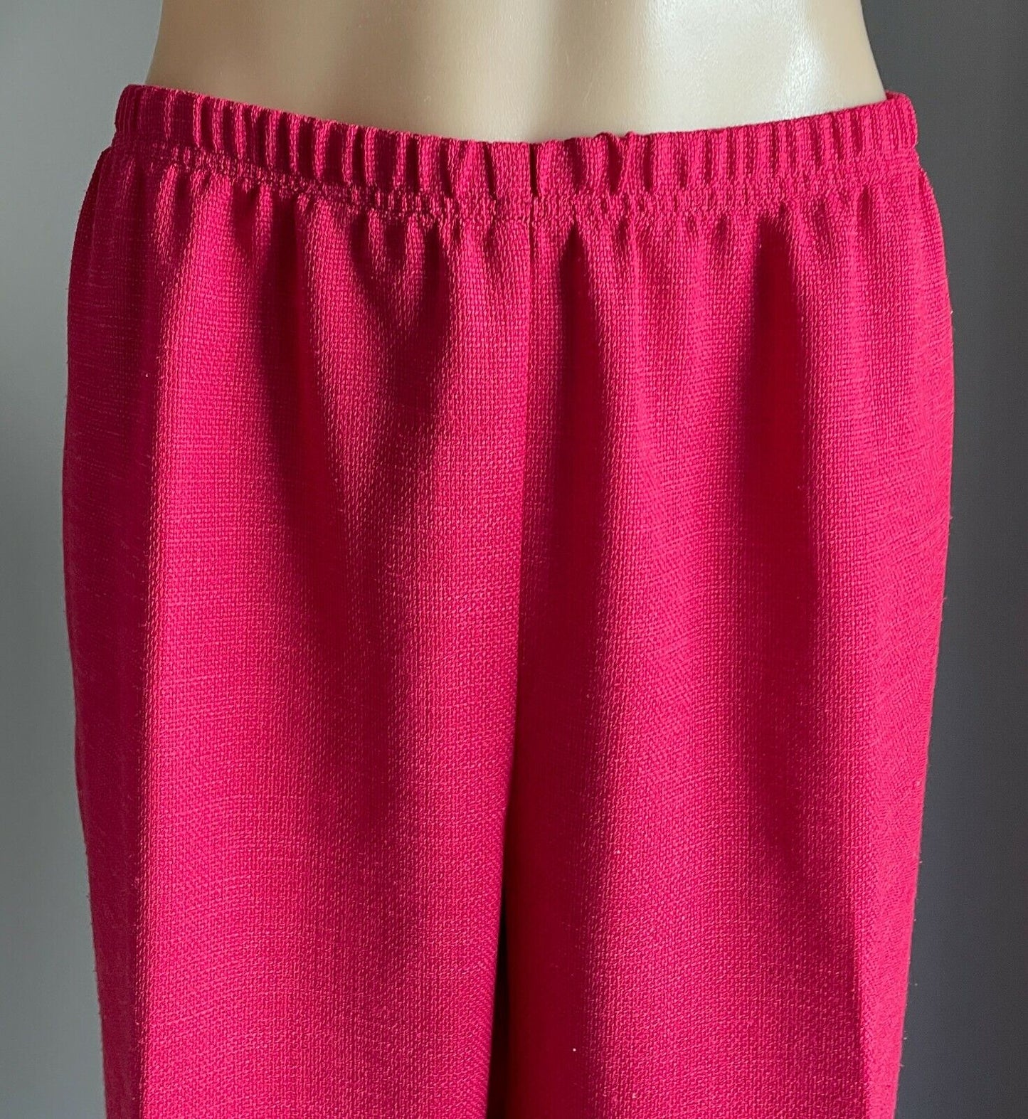 CLUB CAPRI Pants Cerise Straight Leg Elastic Waist Ladies Size 16 Trousers Retro