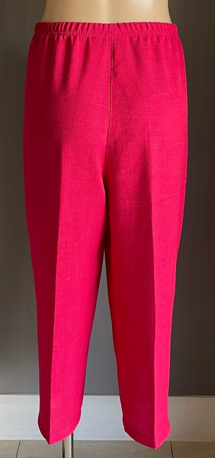 CLUB CAPRI Pants Cerise Straight Leg Elastic Waist Ladies Size 16 Trousers Retro