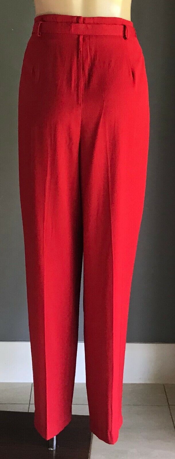 Vintage 1970’s BY DESIGN Trousers Red Waist Belt Wide Leg Pants Sz 16 Small Make