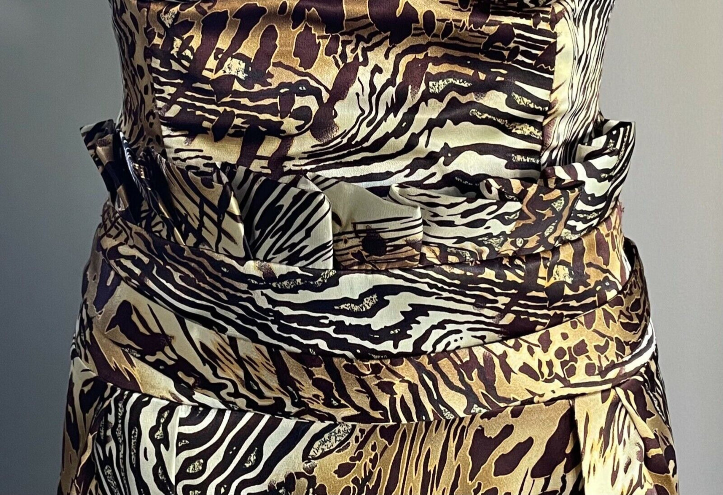 SMITH & MILES Dress Brown Beige Gold Animal Print Sleeveless Sheath Sz 8 10 NEW