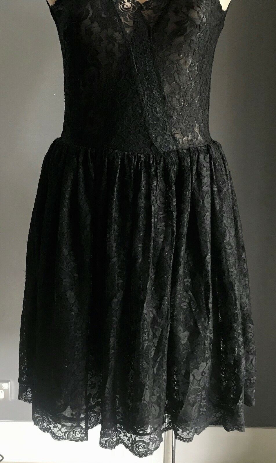 SJP PATRICIA FIELD Fit & Flare Dress Black Lace Metallic Silver Size 6 AU 8 - 10