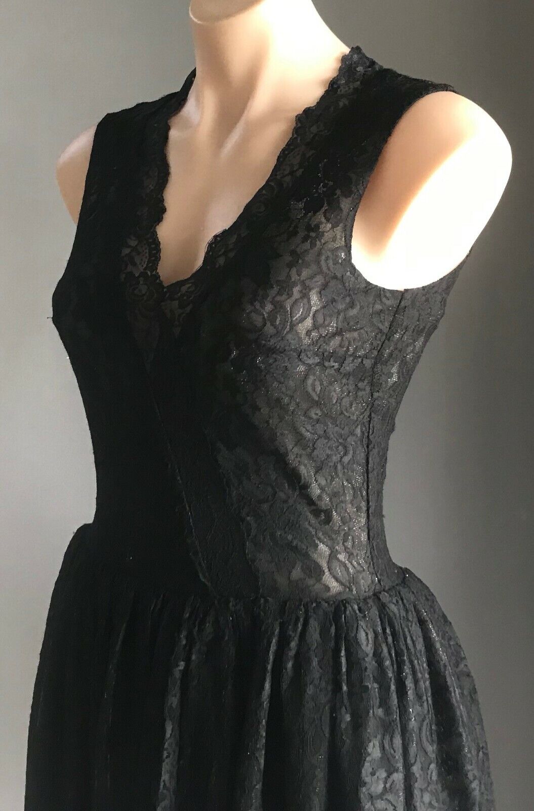 SJP PATRICIA FIELD Fit & Flare Dress Black Lace Metallic Silver Size 6 AU 8 - 10