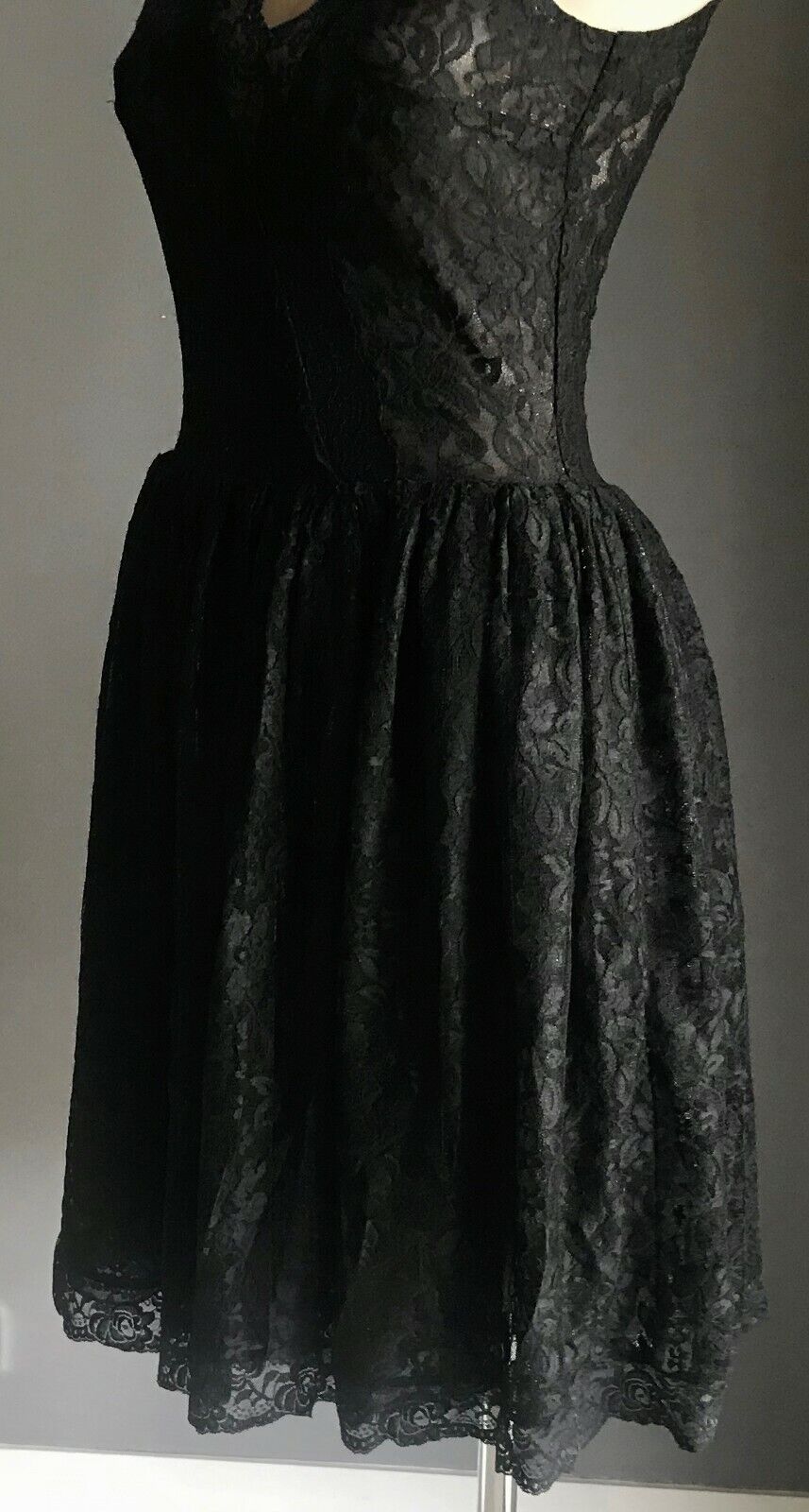 SJP PATRICIA FIELD Fit & Flare Dress Black Lace Metallic Silver Size 6 AU 8 - 10
