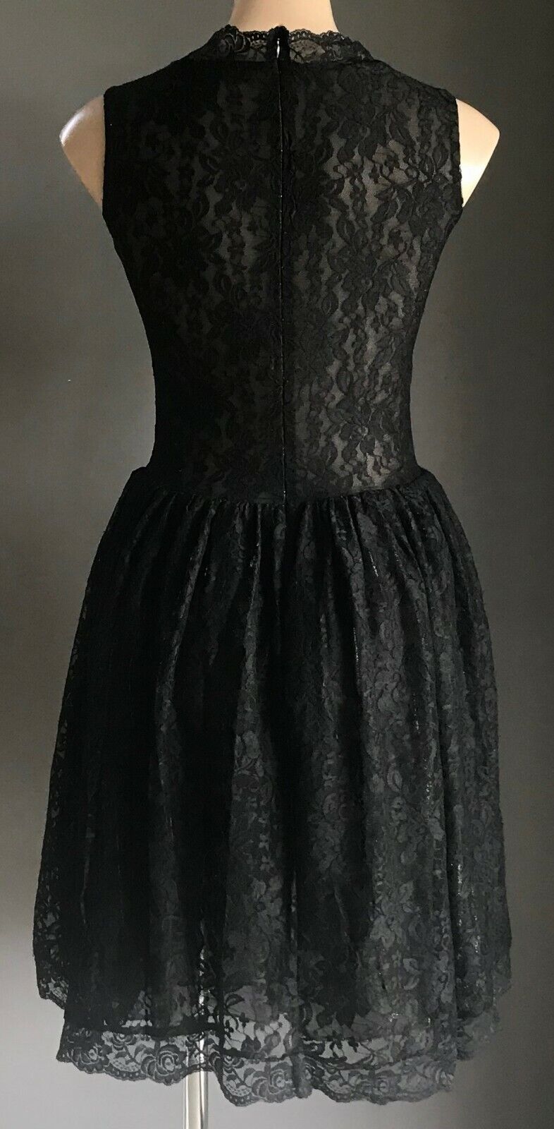 SJP PATRICIA FIELD Fit & Flare Dress Black Lace Metallic Silver Size 6 AU 8 - 10