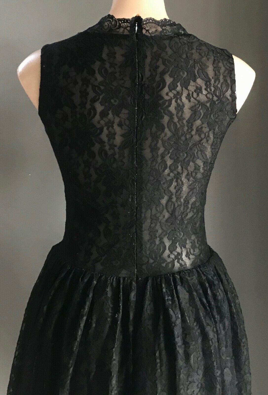 SJP PATRICIA FIELD Fit & Flare Dress Black Lace Metallic Silver Size 6 AU 8 - 10