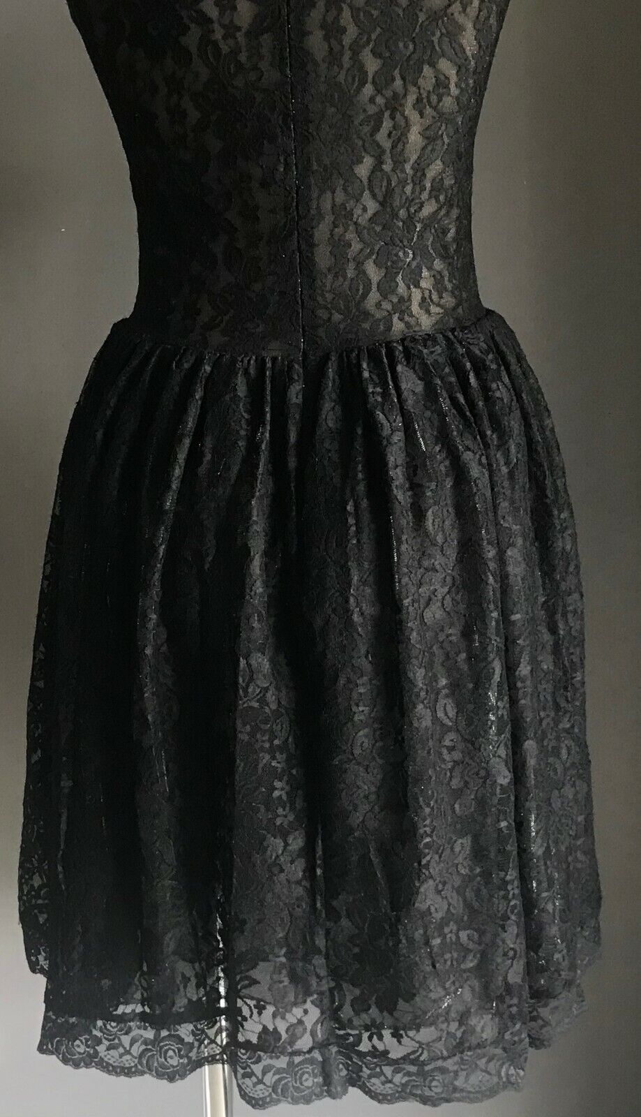 SJP PATRICIA FIELD Fit & Flare Dress Black Lace Metallic Silver Size 6 AU 8 - 10
