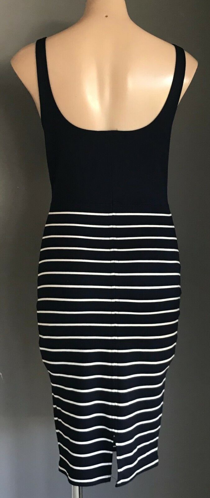 COTTON ON Bodycon Dress Navy & White Stripe Sleeveless Stretch Size S 10