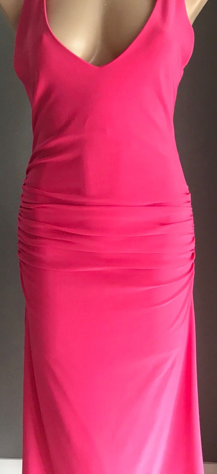 SUITE 62 Stretch Dress Pink Sleeveless Ruched Side Asymmetric Hem Ladies Size 10