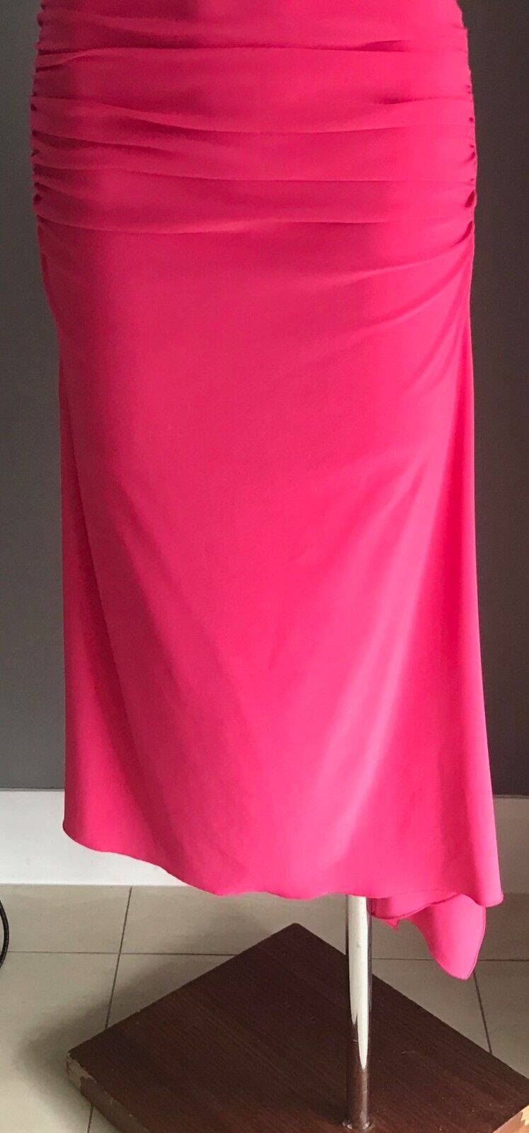 SUITE 62 Stretch Dress Pink Sleeveless Ruched Side Asymmetric Hem Ladies Size 10