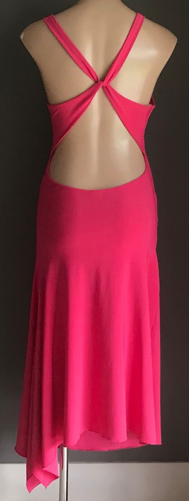 SUITE 62 Stretch Dress Pink Sleeveless Ruched Side Asymmetric Hem Ladies Size 10