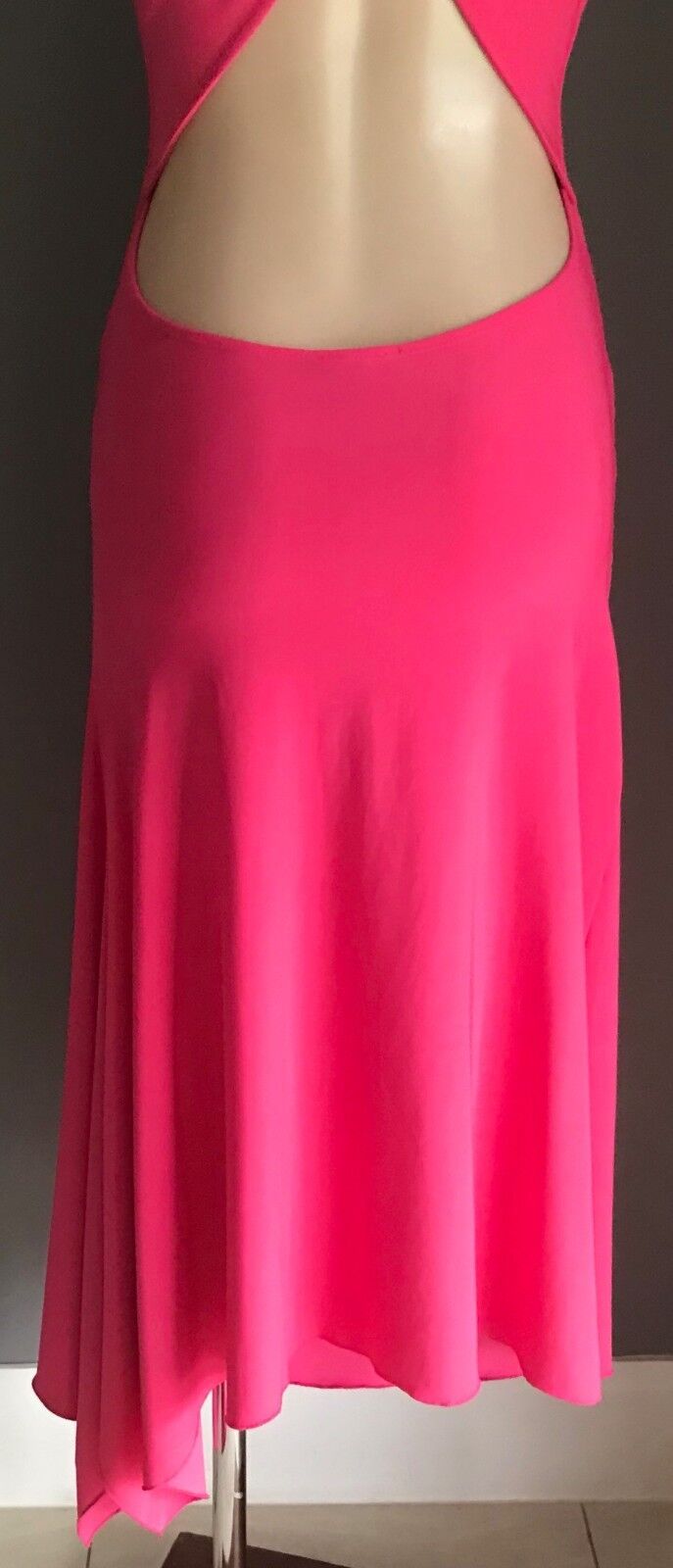 SUITE 62 Stretch Dress Pink Sleeveless Ruched Side Asymmetric Hem Ladies Size 10