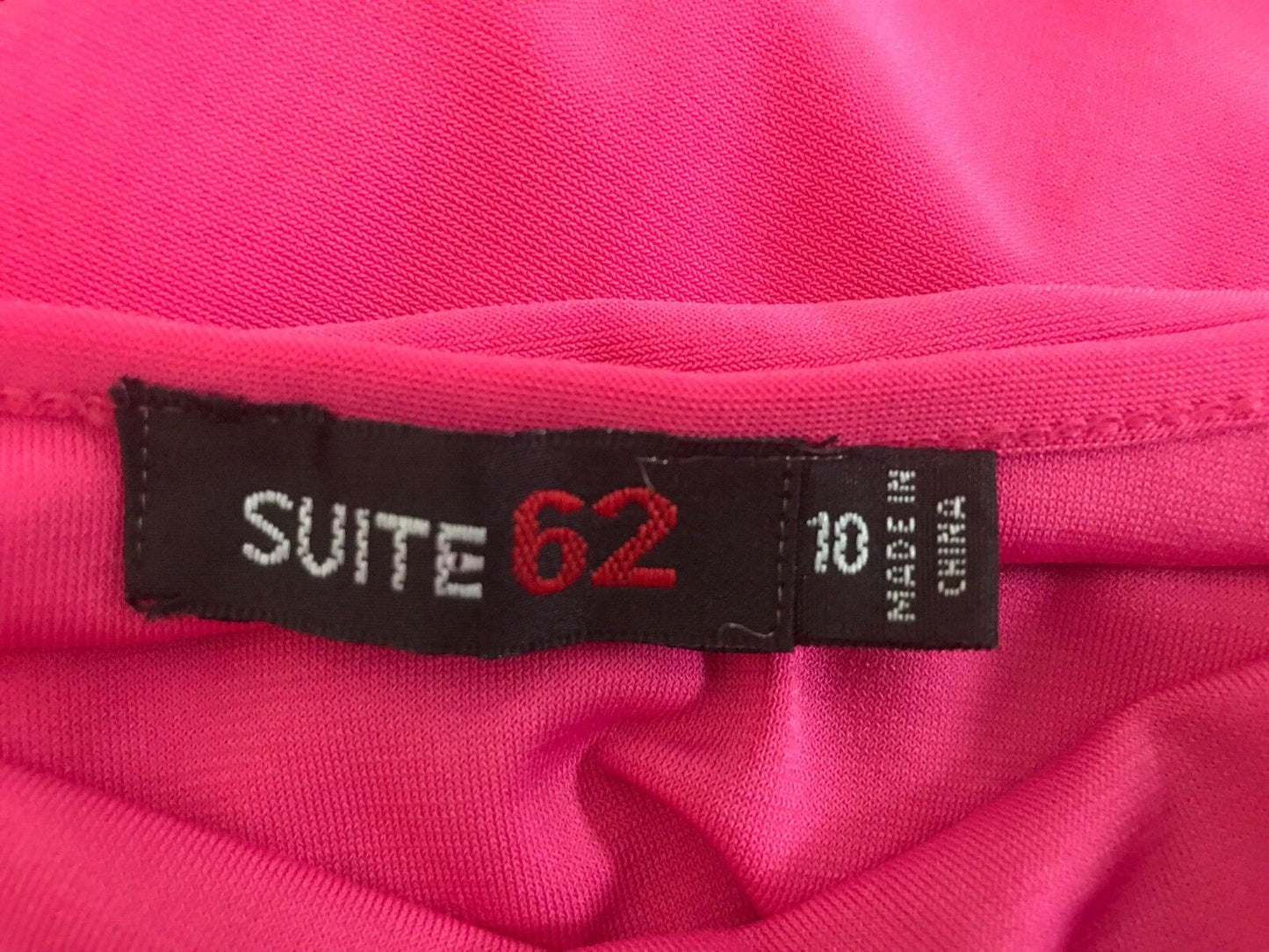 SUITE 62 Stretch Dress Pink Sleeveless Ruched Side Asymmetric Hem Ladies Size 10
