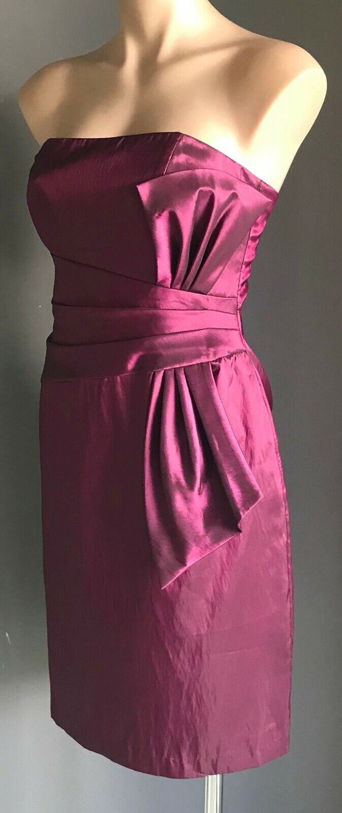 MR K Magenta Strapless Dress Boned Bodice Knee Length Cocktail Party Size 10 NEW