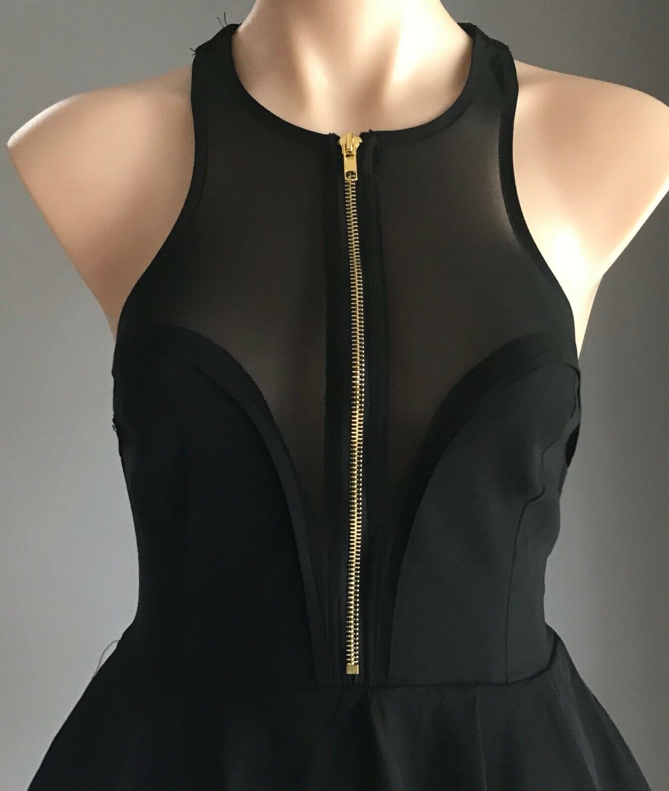 BLOSSOM Mini Dress Black Sleeveless Zip Front Stretch Peplum Waist Size 10 NEW