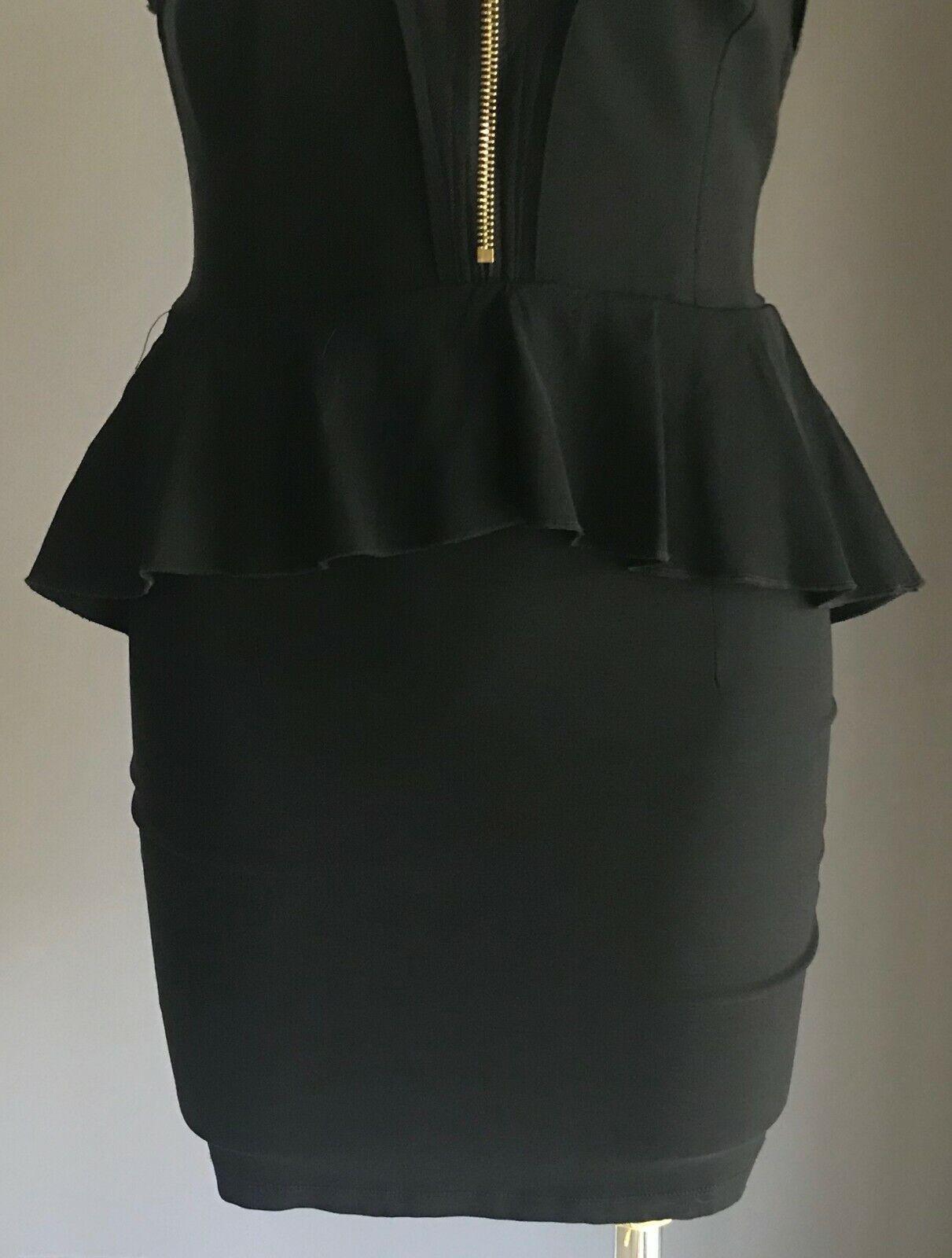 BLOSSOM Mini Dress Black Sleeveless Zip Front Stretch Peplum Waist Size 10 NEW