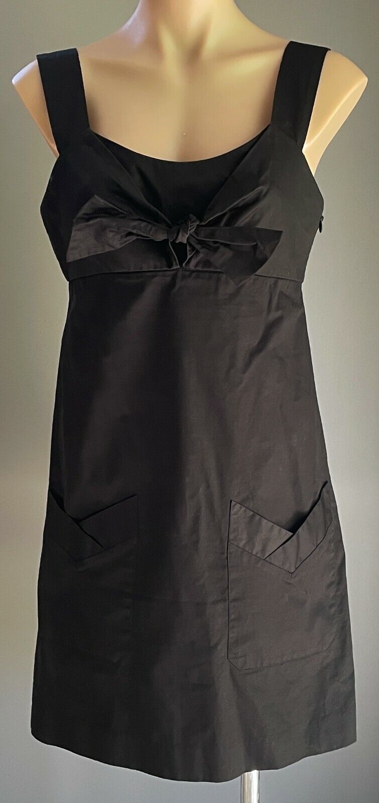HI THERE by Karen Walker Shift Dress Short Black Sleeveless Tie Trim Size 10