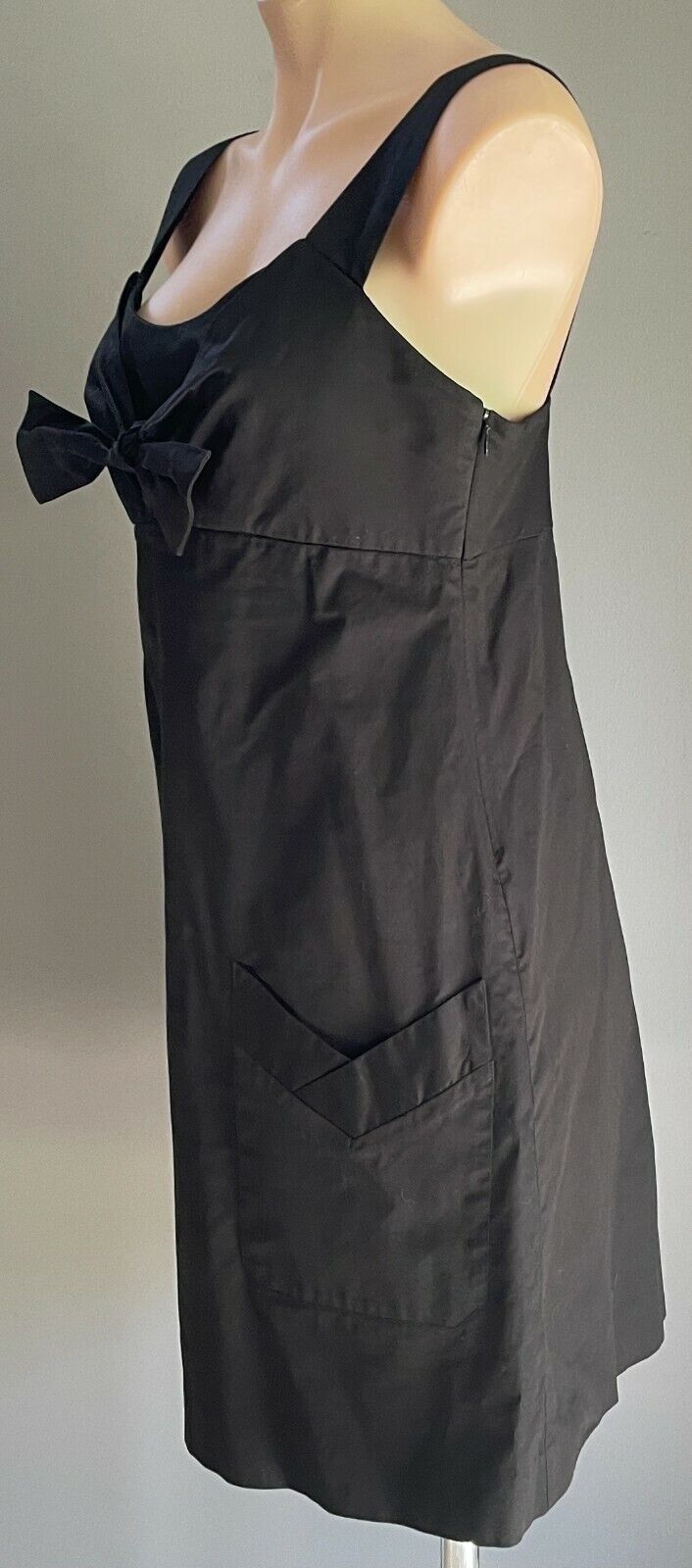 HI THERE by Karen Walker Shift Dress Short Black Sleeveless Tie Trim Size 10